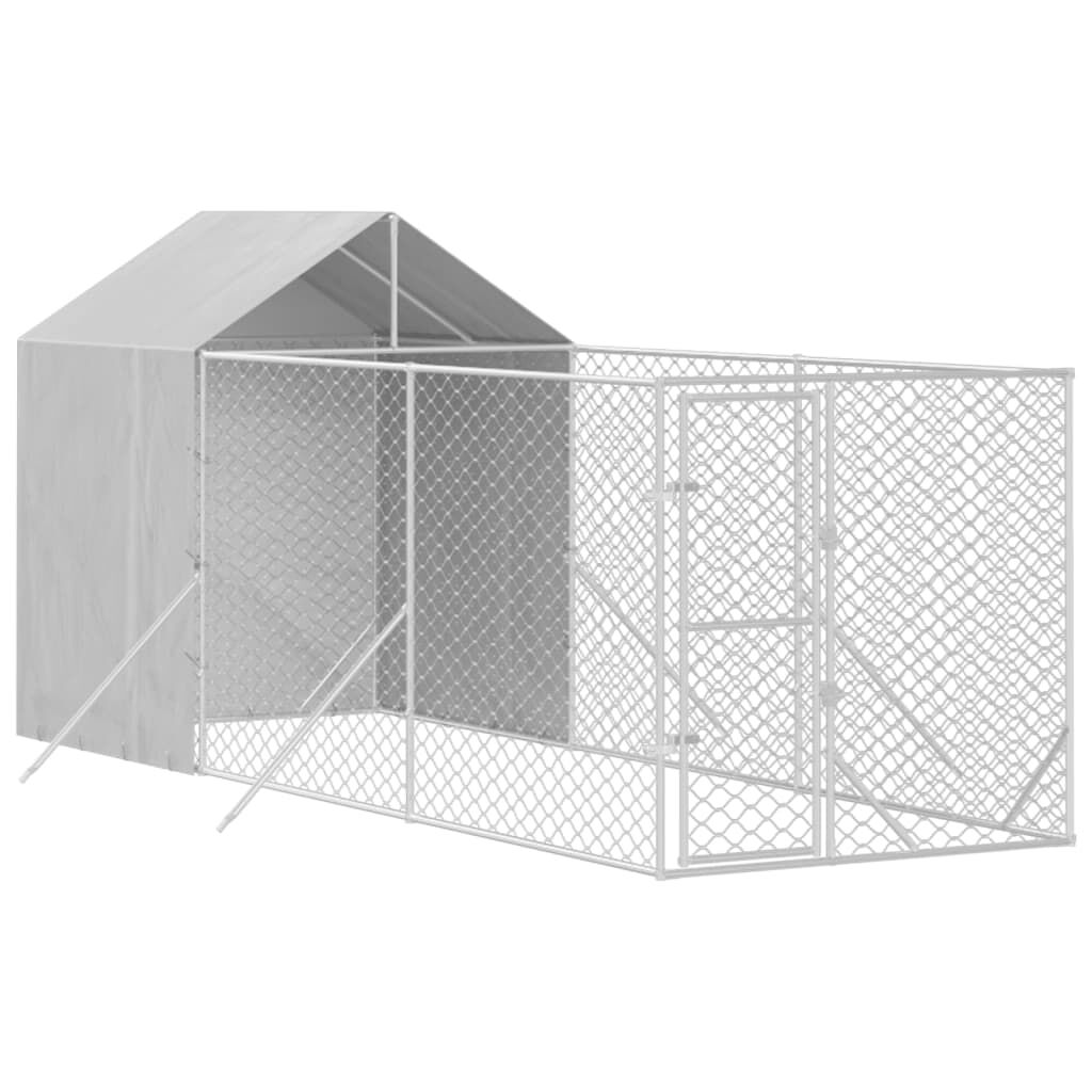 vidaXL Perrera de exterior con toldo acero galvanizado plata 2x2x2,5 m, , large Imagen numero 6